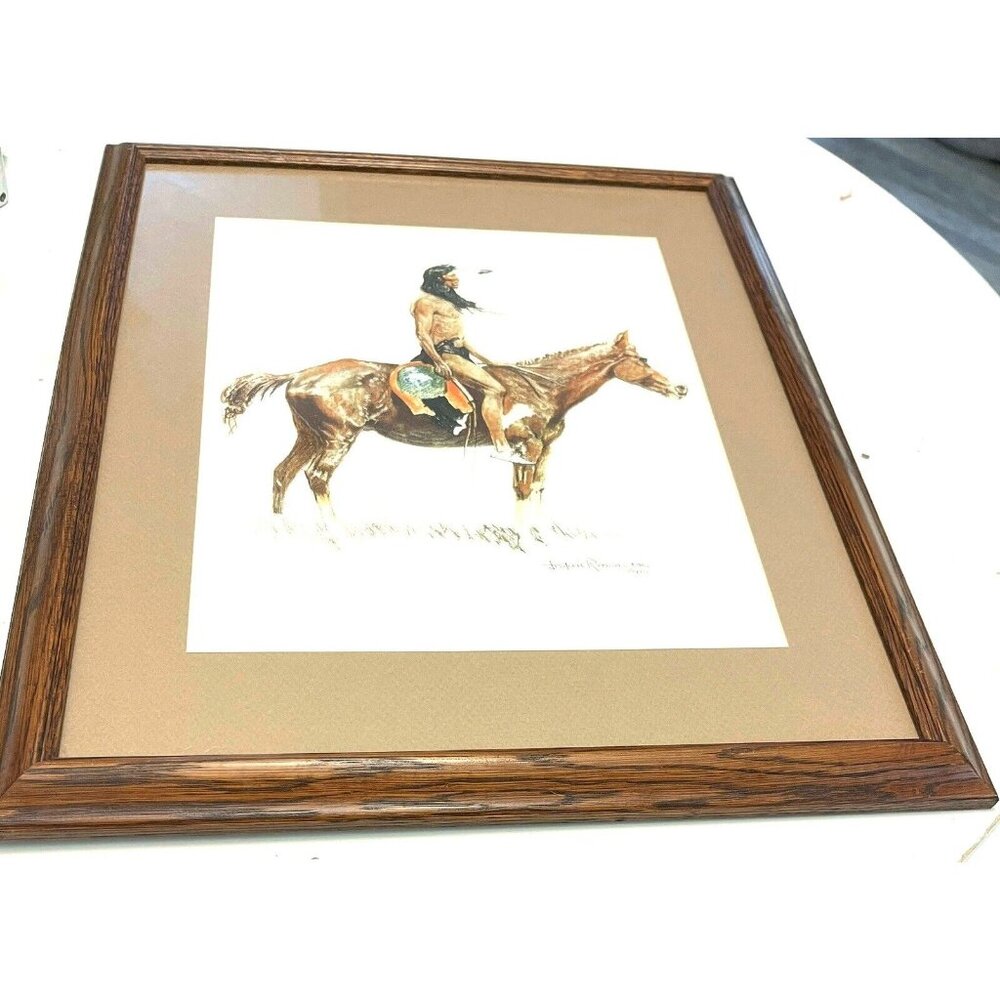 Frederic Remington "A Cheyenne Buck" Lithograph 1956 Southwest Cabin Decor